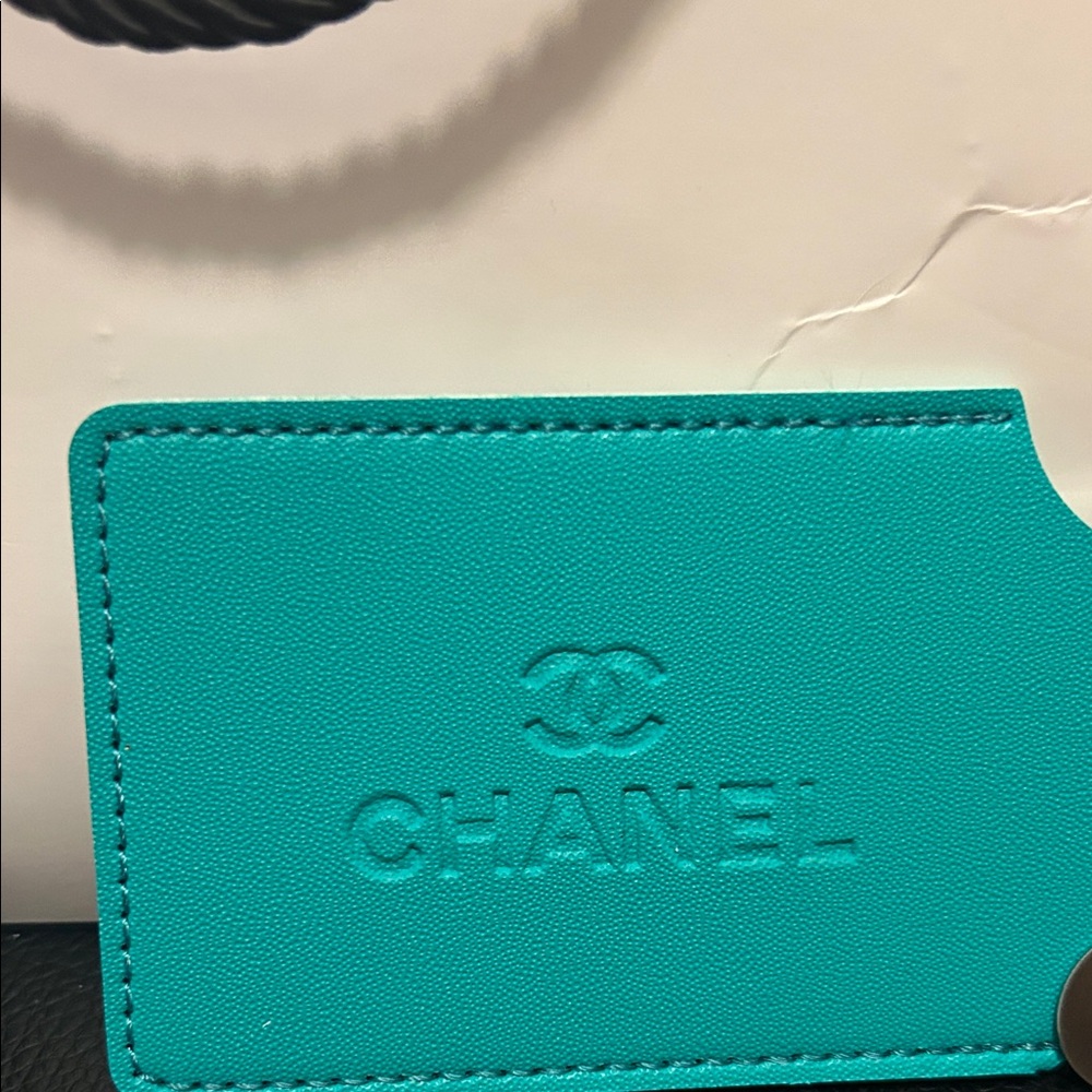 CHANEL Teal Key & Card Holder